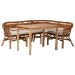 Baxton Studio Nella Modern Bohemian Natural Brown Finished Wood and Rattan 3-Piece Dining Nook Set
