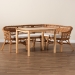 Baxton Studio Nella Modern Bohemian Natural Brown Finished Wood and Rattan 3-Piece Dining Nook Set - BSONella-Natural/Light Honey Rattan-3PC Dining Set