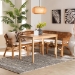 Baxton Studio Nella Modern Bohemian Natural Brown Finished Wood and Rattan 3-Piece Dining Nook Set - BSONella-Natural/Light Honey Rattan-3PC Dining Set