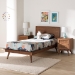 Baxton Studio Melora Mid-Century Modern Walnut Brown Finished Wood and Rattan Twin Size 3-Piece Bedroom Set - BSOMG0004-Ash Walnut-Twin 3PC Bedroom Set