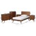 Baxton Studio Melora Mid-Century Modern Walnut Brown Finished Wood and Rattan Twin Size 5-Piece Bedroom Set - BSOMG0004-Ash Walnut-Twin 5PC Bedroom Set