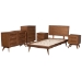 Baxton Studio Melora Mid-Century Modern Walnut Brown Finished Wood and Rattan Twin Size 5-Piece Bedroom Set - BSOMG0004-Ash Walnut-Twin 5PC Bedroom Set