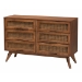 Baxton Studio Melora Mid-Century Modern Walnut Brown Finished Wood and Rattan Twin Size 5-Piece Bedroom Set - BSOMG0004-Ash Walnut-Twin 5PC Bedroom Set