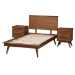Baxton Studio Melora Mid-Century Modern Walnut Brown Finished Wood and Rattan Twin Size 3-Piece Bedroom Set - BSOMG0004-Ash Walnut-Twin 3PC Bedroom Set