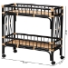 bali & pari Dalinda Modern Bohemian Two-Tone Black and Natural Brown Rattan 2-Tier Kitchen Cart - BSODCWH1002-Black and Light Honey Rattan-Isabel Cart