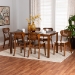 Baxton Studio Jeriah Mid-Century Modern Walnut Brown Finished Wood and Woven Rattan 7-Piece Dining Set - BSORH253C-Walnut Rattan-Rectangle-7PC Dining Set