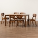 Baxton Studio Jeriah Mid-Century Modern Walnut Brown Finished Wood and Woven Rattan 7-Piece Dining Set - BSORH253C-Walnut Rattan-Rectangle-7PC Dining Set