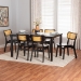 Baxton Studio Estera Mid-Century Modern Dark Brown Finished Wood and Rattan 7-Piece Dining Set - BSORH254C-Natural Rattan/DB-Rectangle-7PC Dining Set