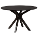 Baxton Studio Linnet Mid-Century Modern Dark Brown Finished Wood and Rattan 7-Piece Dining Set - BSORH254C-Natural Rattan/DB-Round-7PC Dining Set