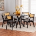 Baxton Studio Linnet Mid-Century Modern Dark Brown Finished Wood and Rattan 7-Piece Dining Set - BSORH254C-Natural Rattan/DB-Round-7PC Dining Set