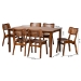 Baxton Studio Estera Mid-Century Modern Walnut Brown Finished Wood and Rattan 7-Piece Dining Set - BSORH254C-Walnut Rattan-Rectangle-7PC Dining Set