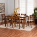 Baxton Studio Estera Mid-Century Modern Walnut Brown Finished Wood and Rattan 7-Piece Dining Set - BSORH254C-Walnut Rattan-Rectangle-7PC Dining Set
