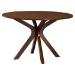 Baxton Studio Linnet Mid-Century Modern Walnut Brown Finished Wood and Rattan 7-Piece Dining Set - BSORH254C-Walnut Rattan-Round-7PC Dining Set