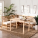 bali & pari Aina Modern Bohemian Honey Rattan 4-Piece Dining Nook Set - BSOAina-4PC Dining Nook Set