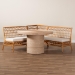 bali & pari Adalina Modern Bohemian Honey Rattan 4-Piece Dining Nook Set - BSOAdalina-4PC Dining Nook Set