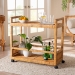bali & pari Genet Modern Bohemian Natural Brown Rattan and Teak Wood 2-Tier Kitchen Cart - BSODCWH10014-Rous-Natural Rattan-Cart