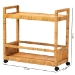 bali & pari Genet Modern Bohemian Natural Brown Rattan and Teak Wood 2-Tier Kitchen Cart - BSODCWH10014-Rous-Natural Rattan-Cart