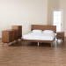 Baxton Studio Melora Mid-Century Modern Walnut Brown Finished Wood and Rattan Queen Size 4-Piece Bedroom Set - BSOMG0004-Ash Walnut-Queen 4PC Bedroom Set