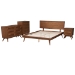 Baxton Studio Melora Mid-Century Modern Walnut Brown Finished Wood and Rattan Queen Size 4-Piece Bedroom Set - BSOMG0004-Ash Walnut-Queen 4PC Bedroom Set