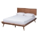 Baxton Studio Melora Mid-Century Modern Walnut Brown Finished Wood and Rattan Queen Size 4-Piece Bedroom Set - BSOMG0004-Ash Walnut-Queen 4PC Bedroom Set