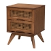 Baxton Studio Melora Mid-Century Modern Walnut Brown Finished Wood and Rattan Queen Size 4-Piece Bedroom Set - BSOMG0004-Ash Walnut-Queen 4PC Bedroom Set