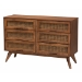 Baxton Studio Melora Mid-Century Modern Walnut Brown Finished Wood and Rattan Queen Size 4-Piece Bedroom Set - BSOMG0004-Ash Walnut-Queen 4PC Bedroom Set
