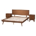 Baxton Studio Melora Mid-Century Modern Walnut Brown Finished Wood and Rattan Queen Size 3-Piece Bedroom Set - BSOMG0004-Ash Walnut-Queen 3PC Bedroom Set