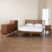 Baxton Studio Nura Mid-Century Modern Walnut Brown Finished Wood and Rattan Full Size 4-Piece Bedroom Set - BSONura-Ash Walnut Rattan-Full 4PC Bedroom Set