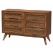 Baxton Studio Nura Mid-Century Modern Walnut Brown Finished Wood and Rattan Full Size 4-Piece Bedroom Set - BSONura-Ash Walnut Rattan-Full 4PC Bedroom Set