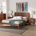 Baxton Studio Asami Mid-Century Modern Walnut Brown Finished Wood and Woven Rattan Queen Size 3-Piece Bedroom Set - BSOAsami-Ash Walnut Rattan-Queen 3PC Bedroom Set