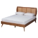 Baxton Studio Asami Mid-Century Modern Walnut Brown Finished Wood and Woven Rattan Queen Size 3-Piece Bedroom Set - BSOAsami-Ash Walnut Rattan-Queen 3PC Bedroom Set