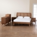 Baxton Studio Asami Mid-Century Modern Walnut Brown Finished Wood and Woven Rattan Full Size 5-Piece Bedroom Set - BSOAsami-Ash Walnut Rattan-Full 5PC Bedroom Set