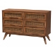 Baxton Studio Asami Mid-Century Modern Walnut Brown Finished Wood and Woven Rattan Full Size 5-Piece Bedroom Set - BSOAsami-Ash Walnut Rattan-Full 5PC Bedroom Set