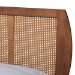 Baxton Studio Asami Mid-Century Modern Walnut Brown Finished Wood and Woven Rattan Full Size 5-Piece Bedroom Set - BSOAsami-Ash Walnut Rattan-Full 5PC Bedroom Set
