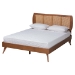 Baxton Studio Asami Mid-Century Modern Walnut Brown Finished Wood and Woven Rattan Queen Size 4-Piece Bedroom Set - BSOAsami-Ash Walnut Rattan-Queen 4PC Bedroom Set