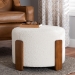 Baxton Studio Finlay Modern Japandi Cream Boucle Fabric and Walnut Brown Finished Wood Ottoman Footstool - BSOBBT5487-Walnut/Maya Cream-Stool