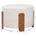 Baxton Studio Finlay Modern Japandi Cream Boucle Fabric and Walnut Brown Finished Wood Ottoman Footstool - BSOBBT5487-Walnut/Maya Cream-Stool