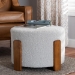 Baxton Studio Finlay Modern Japandi Light Grey Boucle Fabric and Walnut Brown Finished Wood Ottoman Footstool - BSOBBT5487-Walnut/Maya Sky Grey-Stool