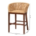 bali & pari Papua Modern Bohemian Natural Rattan and Walnut Brown Acacia Wood Counter Stool - BSOPapua-Wood/Natural-CS