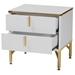Baxton Studio Lilac Modern Glam White Wood and Gold Metal 2-Drawer Nightstand - BSOLV47 ST4724WI-White/Gold-Nightstand