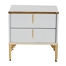 Baxton Studio Lilac Modern Glam White Wood and Gold Metal 2-Drawer Nightstand - BSOLV47 ST4724WI-White/Gold-Nightstand