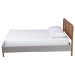 Baxton Studio Rosita Mid-Century Modern Transitional Light Grey Velvet Fabric and Walnut Brown Finished Wood Queen Size Platform Bed - BSOBBT61162-Rattan-Queen