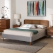 Baxton Studio Rosita Mid-Century Modern Transitional Light Grey Velvet Fabric and Walnut Brown Finished Wood Queen Size Platform Bed - BSOBBT61162-Rattan-Queen