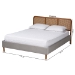 Baxton Studio Rosita Mid-Century Modern Transitional Light Grey Velvet Fabric and Walnut Brown Finished Wood Queen Size Platform Bed - BSOBBT61162-Rattan-Queen