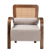 Baxton Studio Sage Modern Japandi Light Grey Fabric and Walnut Brown Finished Wood Arm Chair with Woven Rattan - BSORDS-S990-1S-Grey/Walnut PE Rattan-Chair