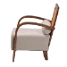 Baxton Studio Sage Modern Japandi Light Grey Fabric and Walnut Brown Finished Wood Arm Chair with Woven Rattan - BSORDS-S990-1S-Grey/Walnut PE Rattan-Chair