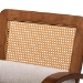 Baxton Studio Sage Modern Japandi Light Grey Fabric and Walnut Brown Finished Wood Arm Chair with Woven Rattan - BSORDS-S990-1S-Grey/Walnut PE Rattan-Chair