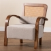 Baxton Studio Sage Modern Japandi Light Grey Fabric and Walnut Brown Finished Wood Arm Chair with Woven Rattan - BSORDS-S990-1S-Grey/Walnut PE Rattan-Chair