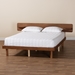 Baxton Studio Morana Mid-Century Modern Walnut Brown Finished Wood Queen Size Platform Bed with Built-in Shelf - BSOMG0082-1S-Walnut-Queen
