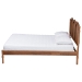 Baxton Studio Thatcher Mid-Century Modern Walnut Brown Finished Wood Queen Size Platform Bed with Woven Rattan - BSOMG0211-Walnut-Queen